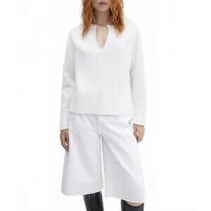 Mango V-Neck Round-Neck Sweater NWT Nieves White Jersey XXL